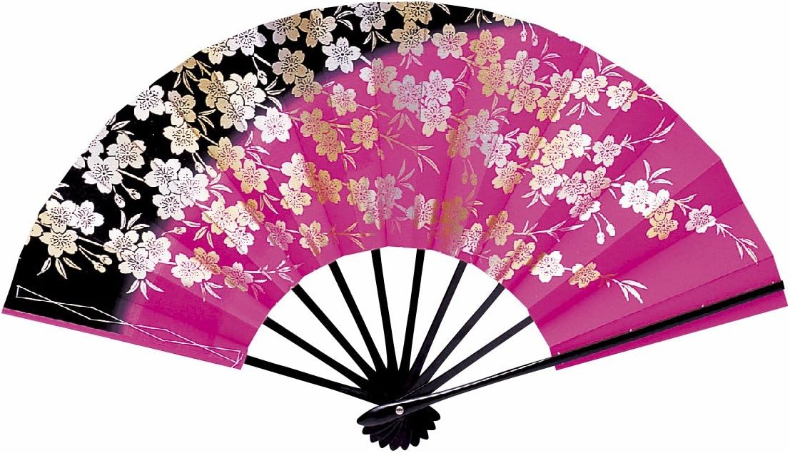 浅草きもの市] 【扇子箱付き】黒塗 9寸5分 舞扇子 ≪桜